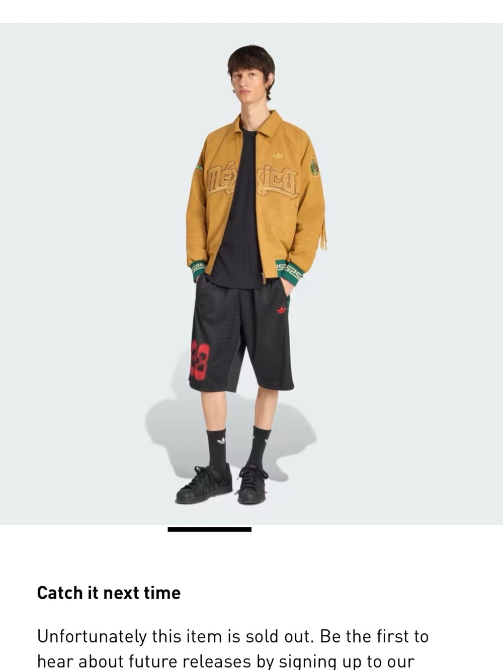 Sold out viral adidas Mustard Yellow Leather Jacket with Green Trim